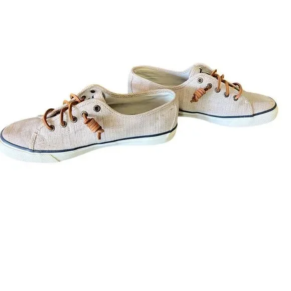 Sperry Women's Seacoast Beige Canvas Sneakers Size 8M Casual Summer - Picture 6 of 7